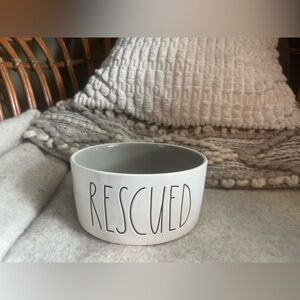 Rae Dunn Rescued Ceramic Pet Bowl - White with Gray Interior